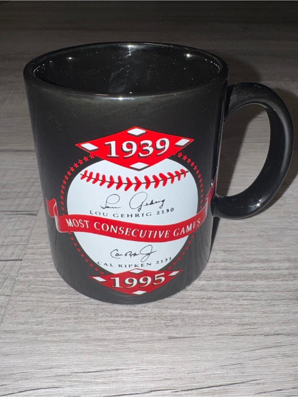 Vtg Lou Gehrig Mug Cal Ripken Cup Commemorative Most Consecutive Games 1939-1995